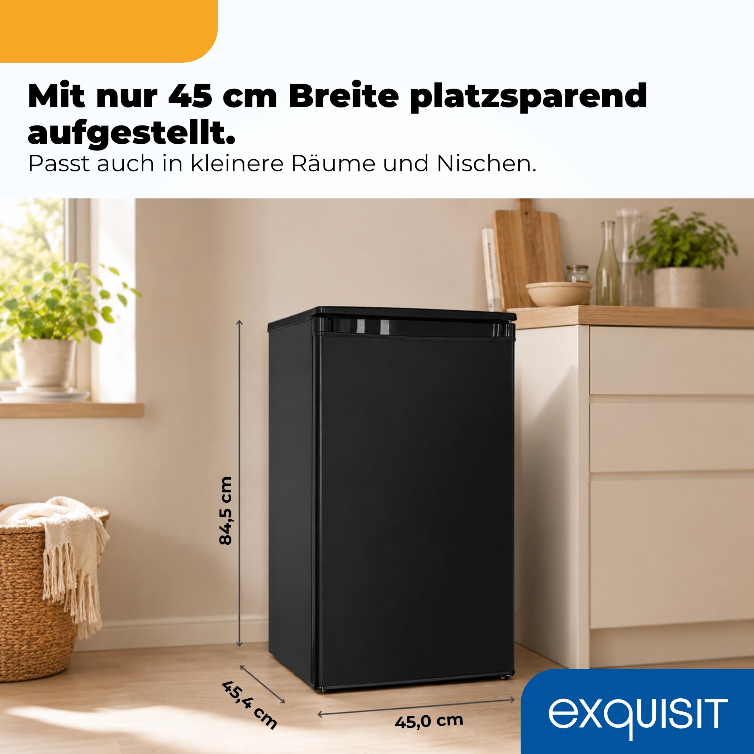 Exquisit Vollraumkühlschrank KS585-V-091E 76 l Energieeffizienzklasse E 41 dB(A) LED-Innenbeleuchtung schwarz