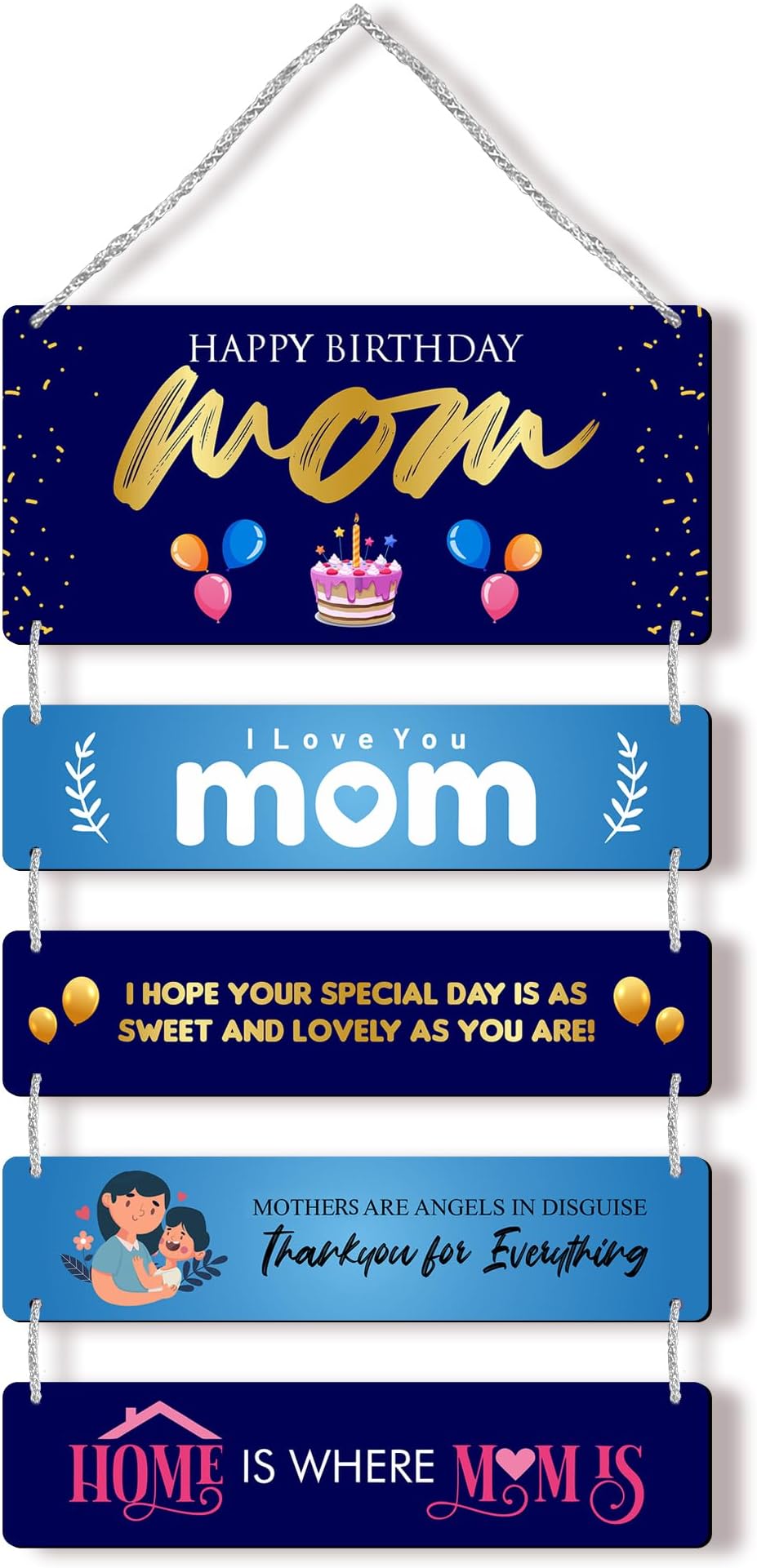 Regalo Casila REGALOCASILA Mom Quotes Wall Hanging Home Decoration Gift For Mother's Day & Mom's Birthday Gift Suitable For Living Room Best Mom Gift Ideas Size: 12x25 In