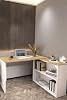 L Desk Computer Desk Cabinet Bookcase Oak White