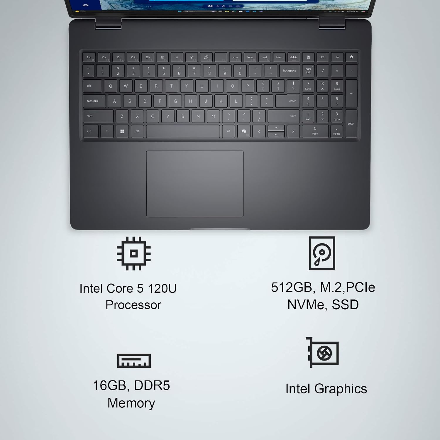 Dell Pro 16 PC16250 Laptop, Intel Core 5 120U, 16GB DDR5, 512GB SSD image 2