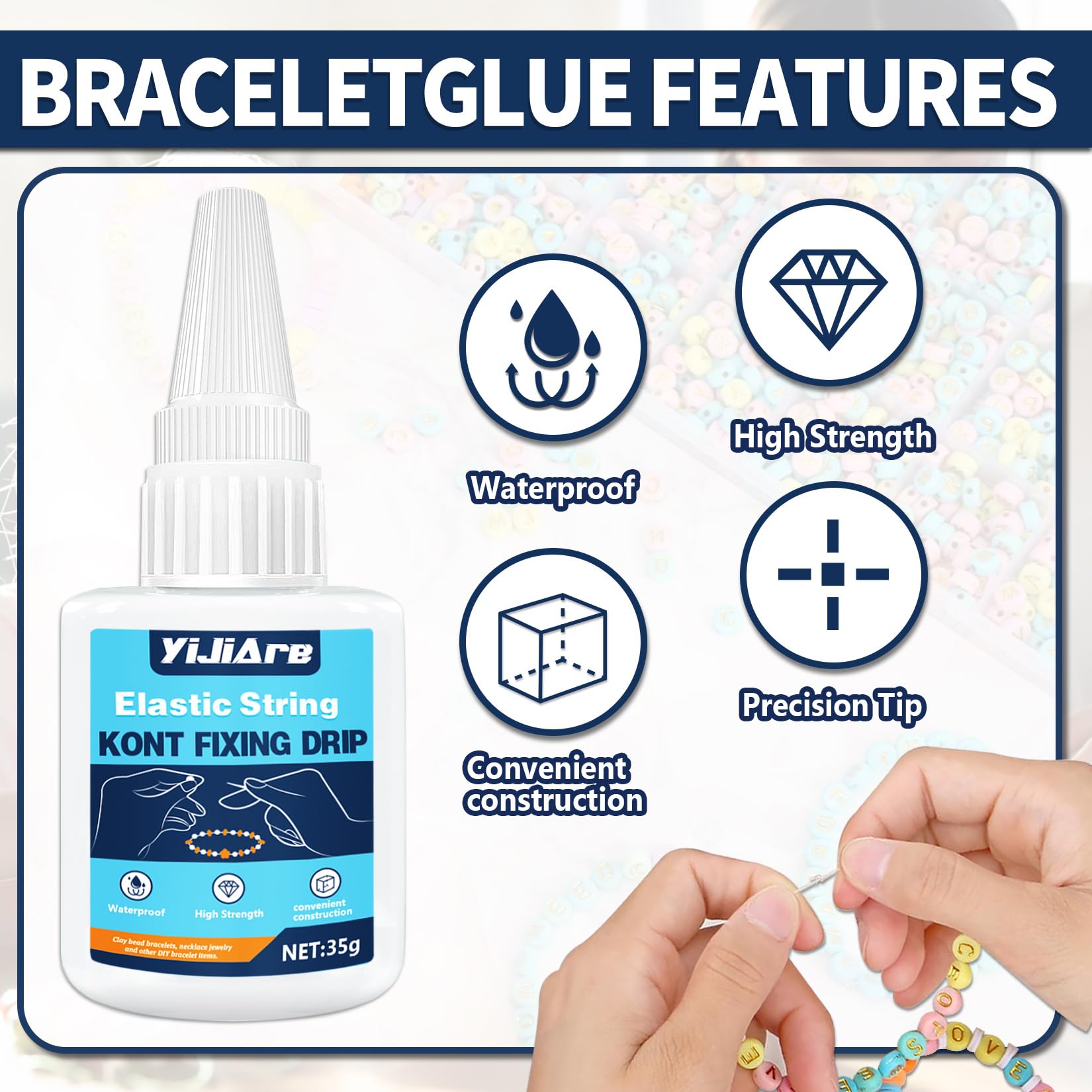 Colla Trasparente Per Nodi Elastici Kont Drip70g – Perfetta Per Braccialetti Fai-da-te Con Perline (2 X 35g)