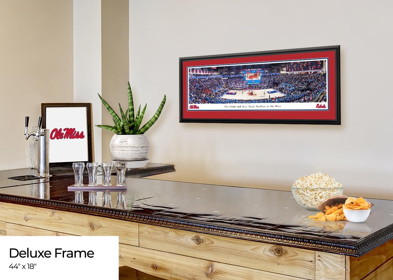 Ole Miss Rebels Basketball - Double Mat, Deluxe Framed Picture by Blakeway Panoramas (44"W x 18"H)