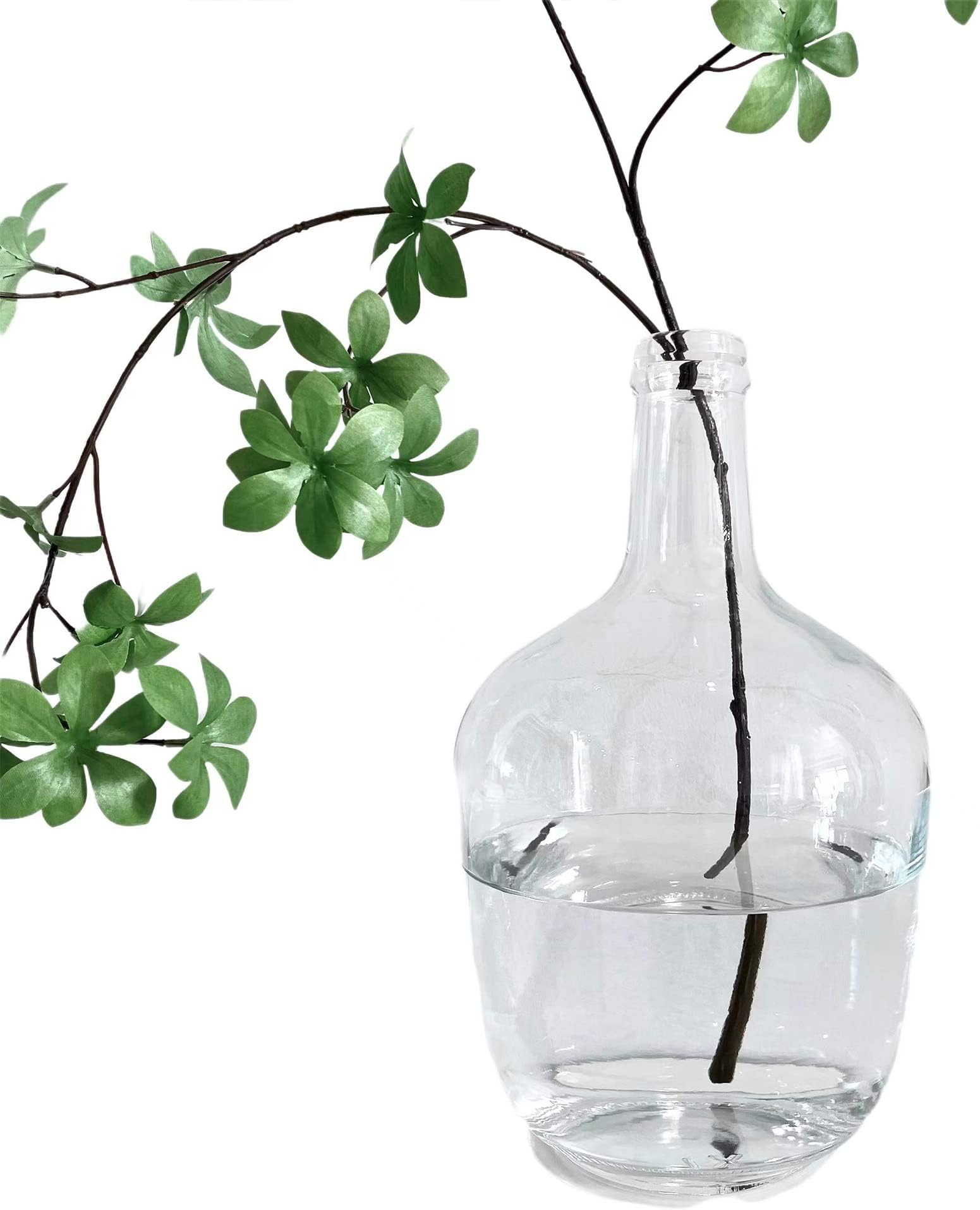 15" Large Glass Floor Vase for Pampas Grass Plants Flowers