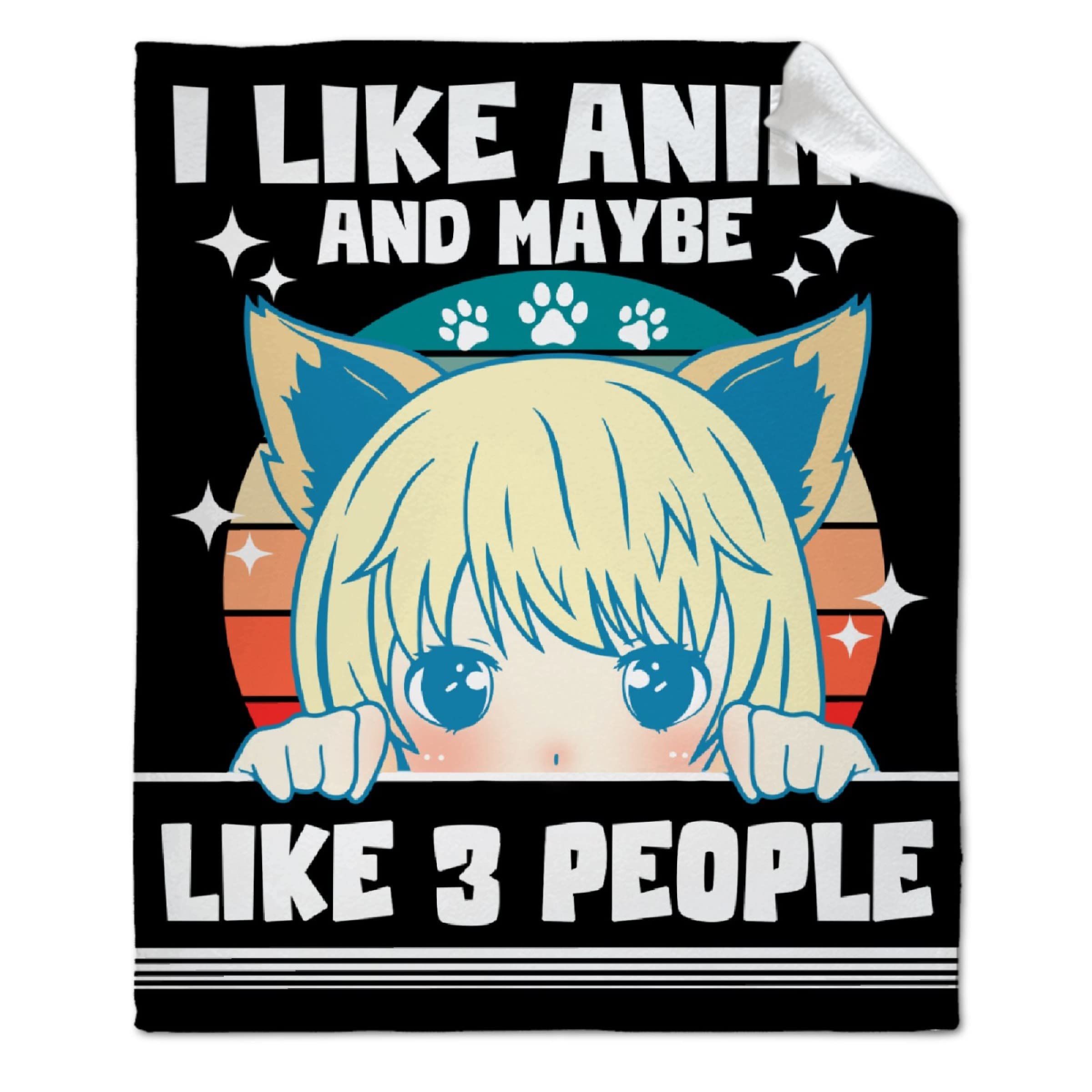 ARTBLANKET I Like Anime and Maybe Like 3 People Throw Blanket Fannel Fleece Super Soft Funny Blanket Travel Throw Blanket for Bed Couch Sofa 60x50 in for Teen Car