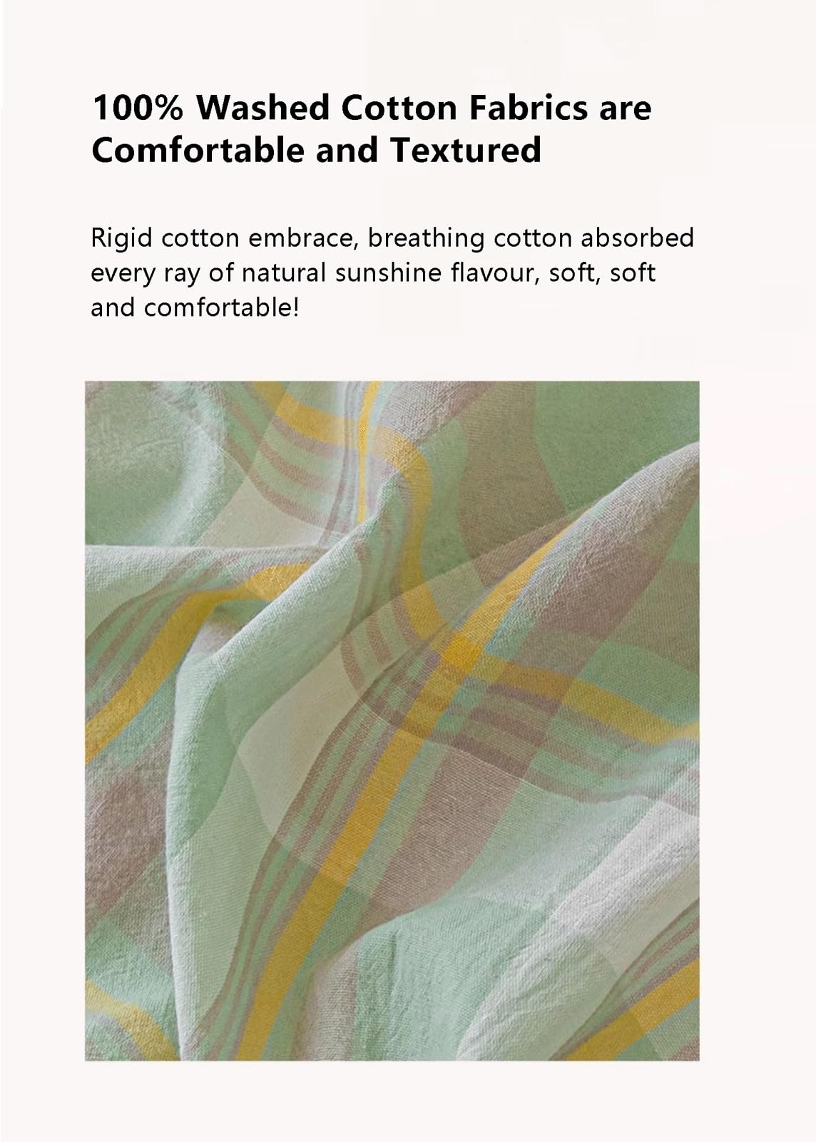 Bettlaken ohne Gummizug aus 100% Gewaschener Baumwolle Kariert Betttuch Laken Leintuch Haustuch ohne Gummi vielen Größen und Farben(Light Blue,160x230cm+48x74cm x2)