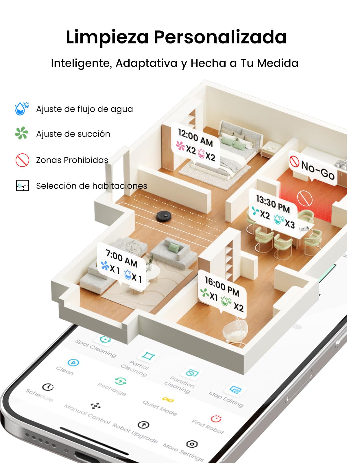 Lefant M2 Plus Robot Aspirador y Fregasuelos con Vaciado Automático Polvo | 6000Pa, 140min Autonomía, Navegación Láser dToF, Mapeo del Hogar, Limpieza Personalizada, WiFi 2,4G/5G/Alexa/App/iWatch