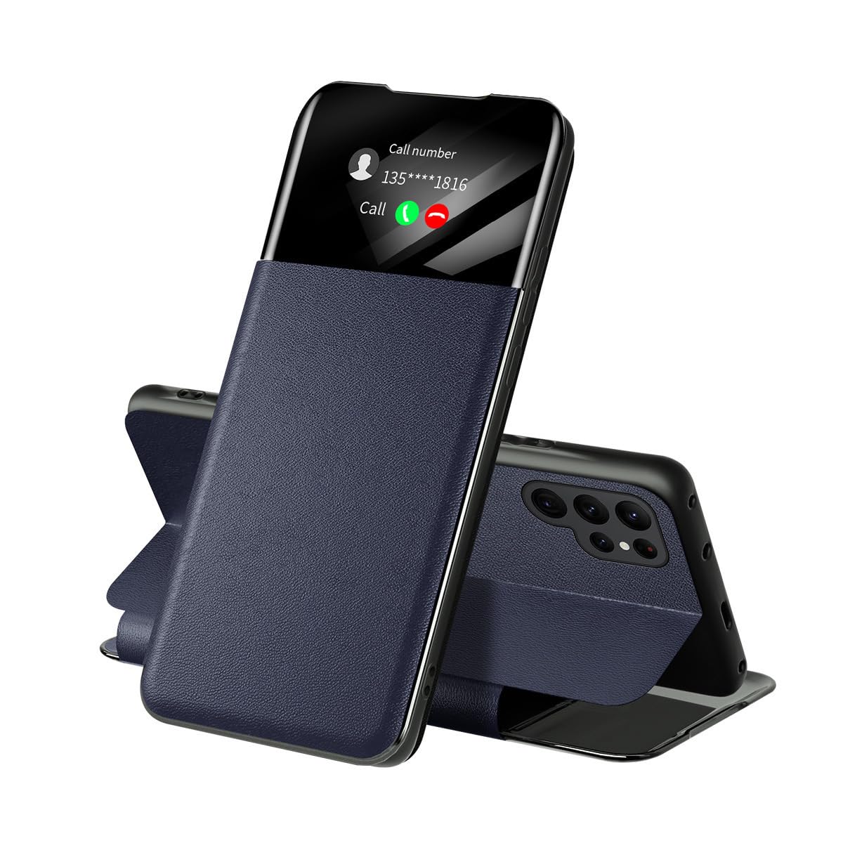 Etui z klapką do Samsunga Galaxy S24 Ultra/S24 Plus/S24, skórzane inteligentne etui z klapką na telefon komórkowy z gniazdem na kartę, etui chroniące aparat, pomarańczowe, S24 Plus