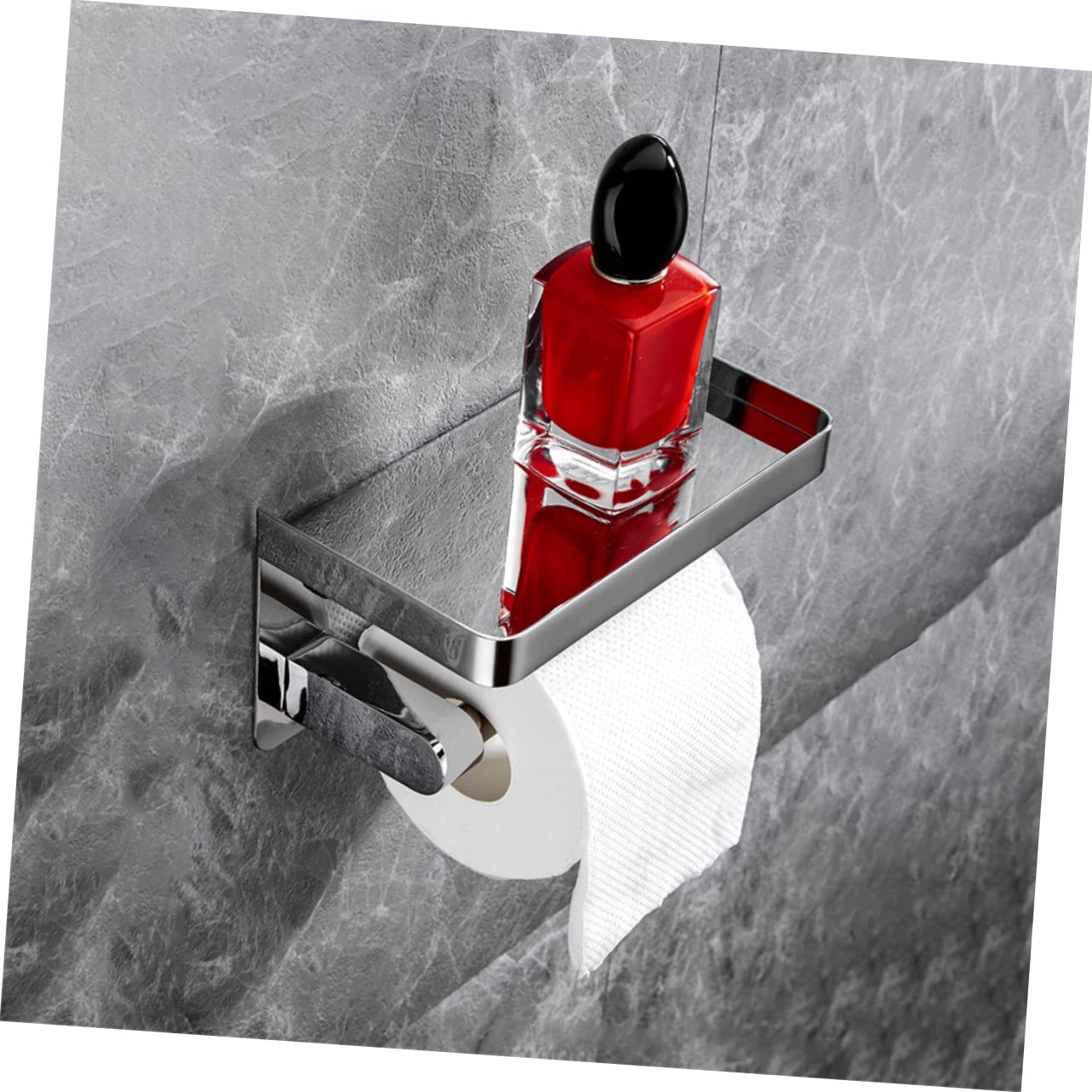 Gatuida Portarrollos Resistente al Desvanecimiento y Antideslizante con Estante para Teléfono de Papel Higiénico de Acero Inoxidable Plata Adecuado para Cocinas y Baños