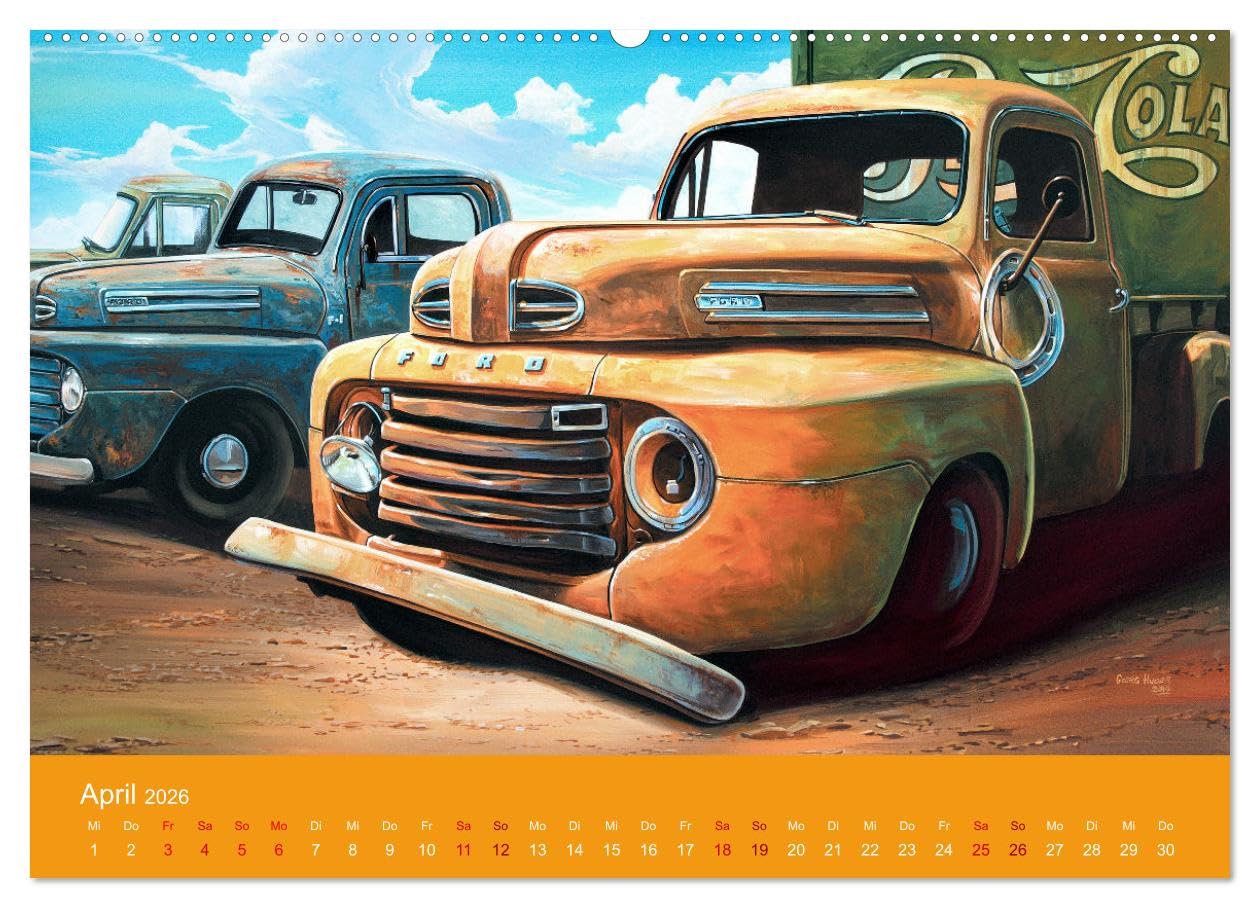 Route US 66 Momente Gemälde von Georg Huber (hochwertiger Premium Wandkalender 2026 DIN A2 quer), Kunstdruck in Hochglanz: Amerika Impressionen (CALVENDO Mobilitaet)