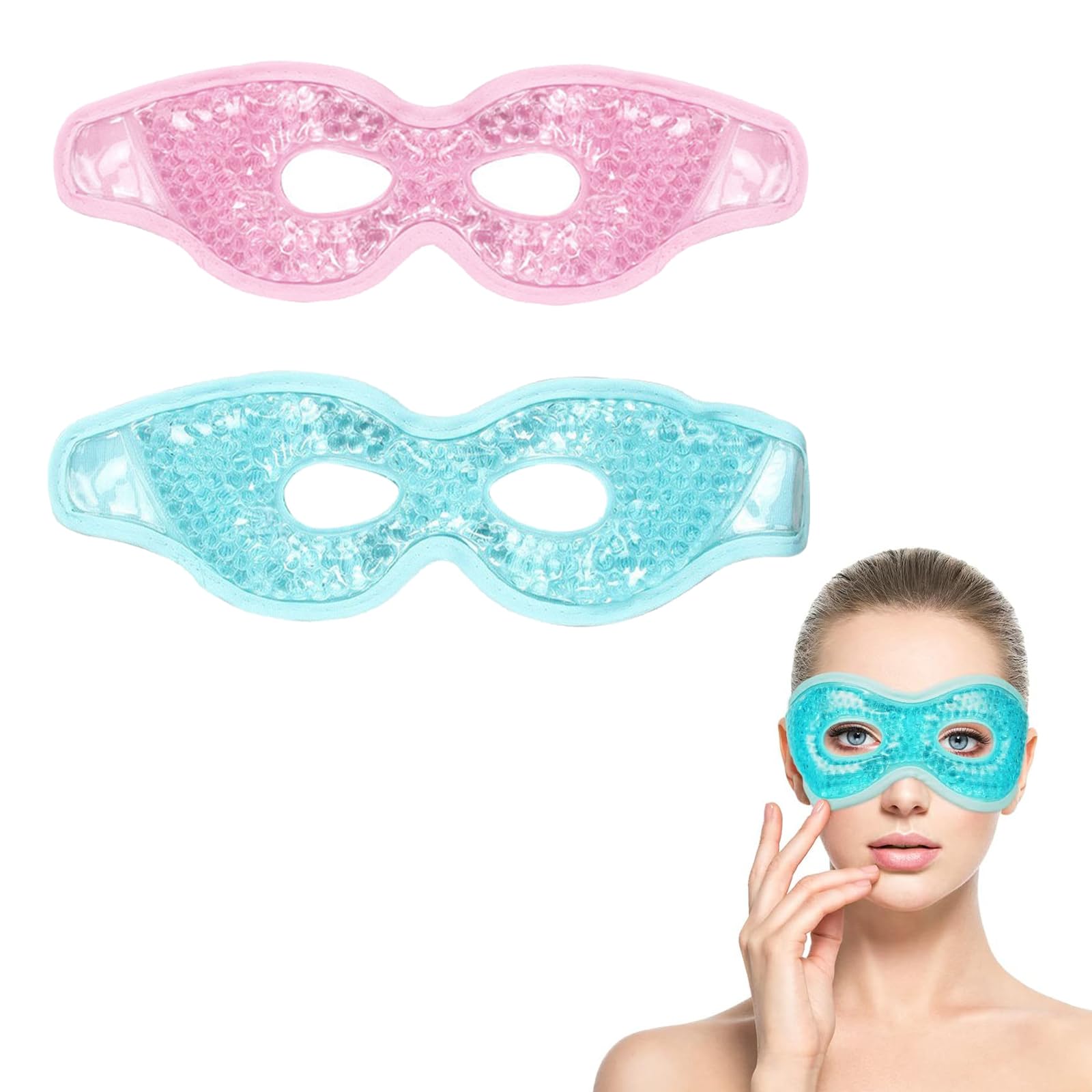 2 Piezas Máscara Refrescante para Ojos, Reutilizable Antifaz para Ojos Fríos de Calor y Frío, Mascara Gel Frio Cara, para los Ojos, Fría o Caliente, para Ojos Hinchados, Migrañas