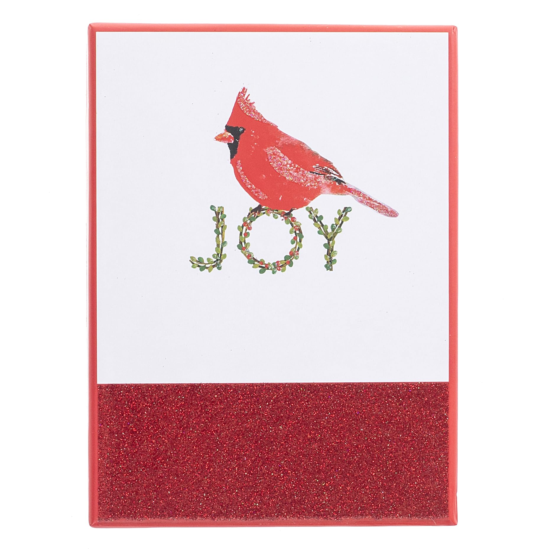 Graphique Cardinal and Joy Holiday Cards | Pack of 15 Cards with Envelopes | Christmas Greetings | Red and Clear Glitter Accents | Boxed Set | 3.25" x