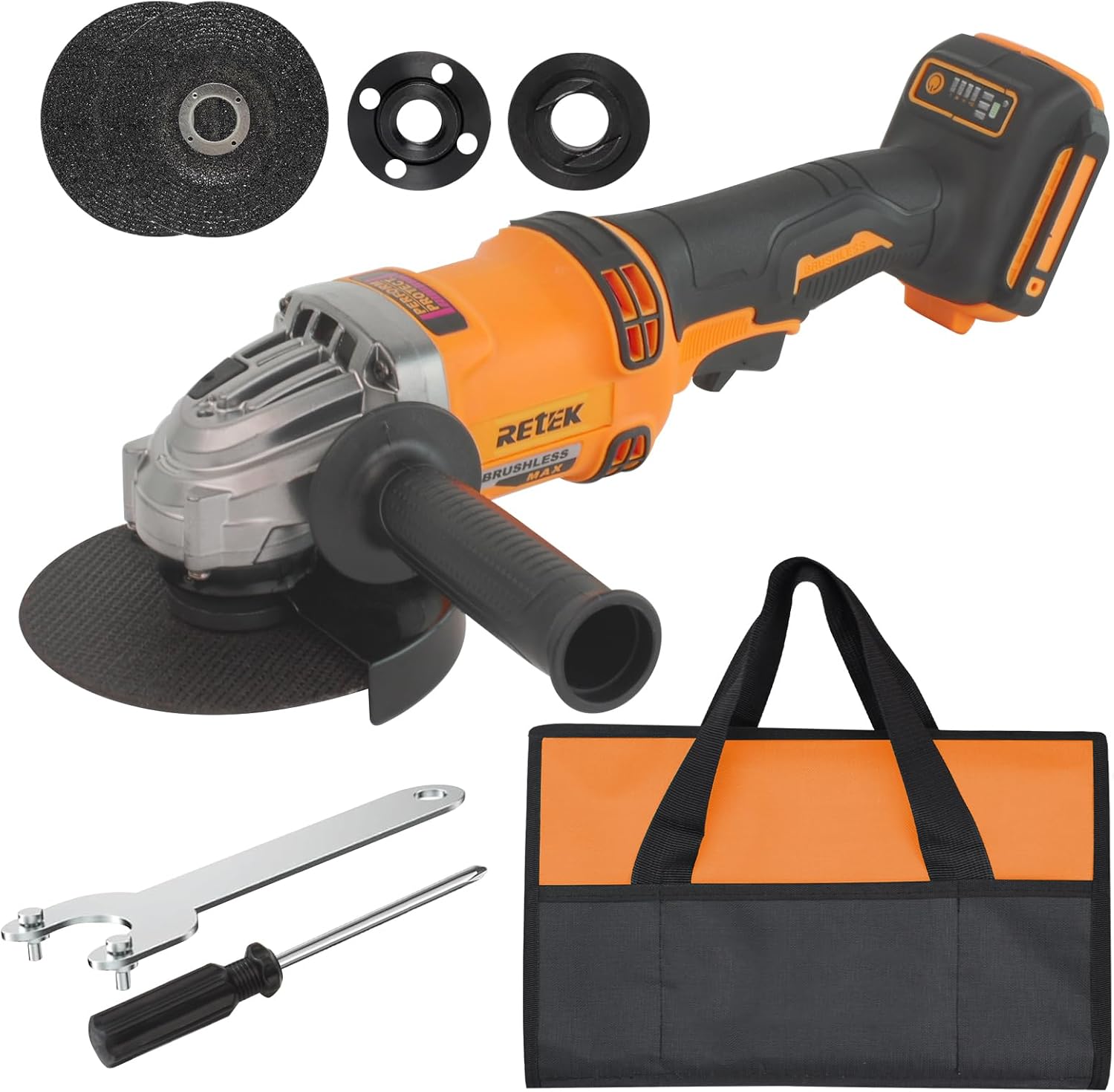 Cordless Angle Grinder Compatible with DeWalt 20V MAX Battery, 8000 RPM Brushless Motor, 3 PCS 4-1/2" Blades for Cutting, Griding, Polishing (Tool Only) (Yellow)