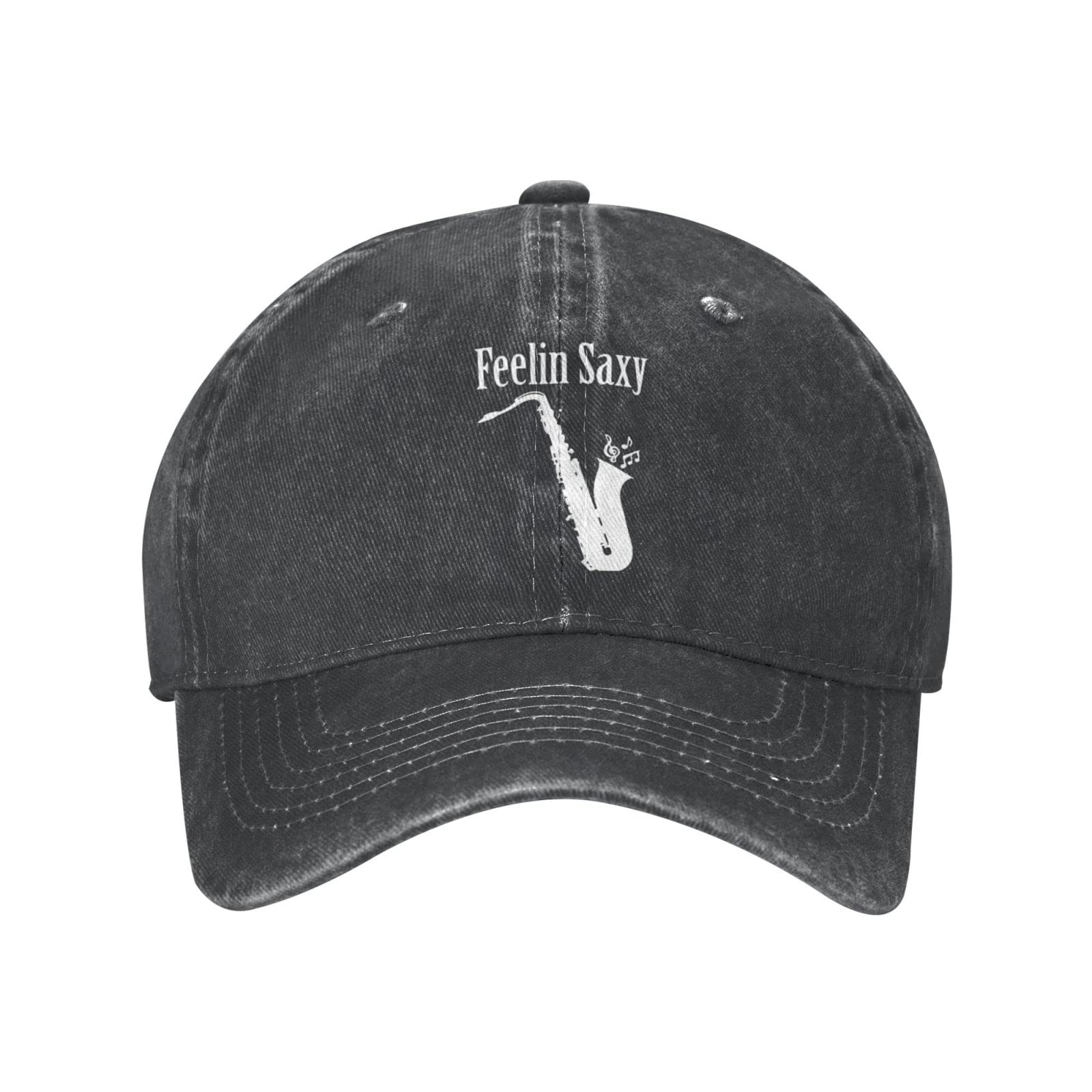 Lsjuee Unisex Black Feelin Saxophone Cowboy Hat Baseball Caps Adjustable Sports Golf Denim Casquette Cap