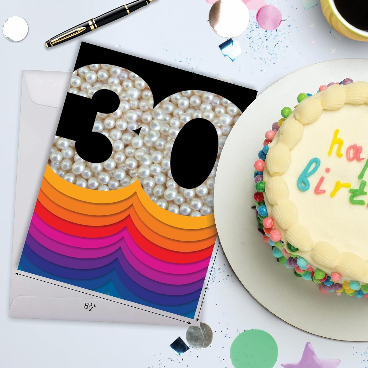The Best Card Company - 30th Happy Birthday Card Jumbo (8.5 x 11 Inch) - 30 Years of Celebration Notecard for Birthdays, with Envelope - Bold Milestones 30 J6110AMBG