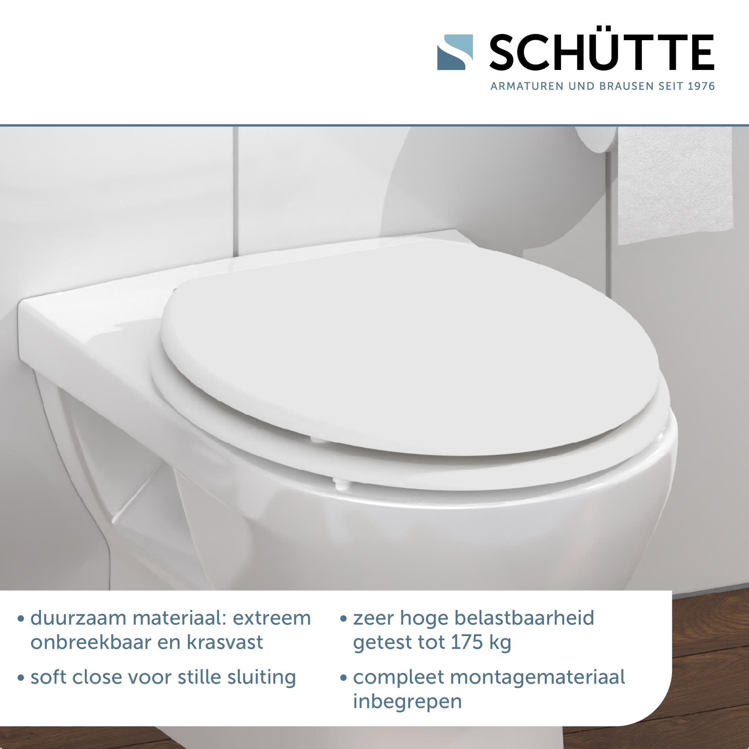 SCHÜTTE WC-Bril 84000 WHITE - MDF-Hout - RVS-Scharnieren - Belastbaar tot 175 kg
