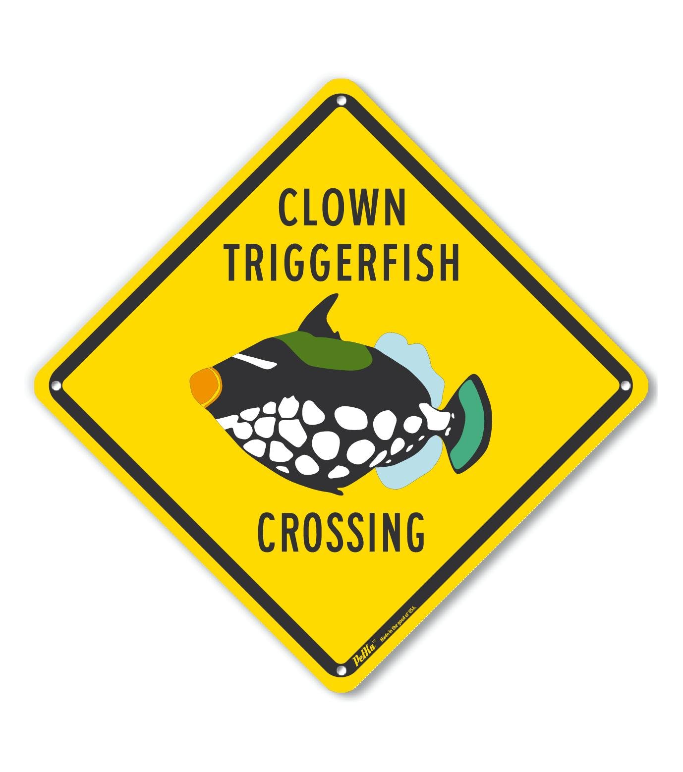 Panneau Clown Triggerfish Crossing plaque aluminium jaune décorative 25cm - 2