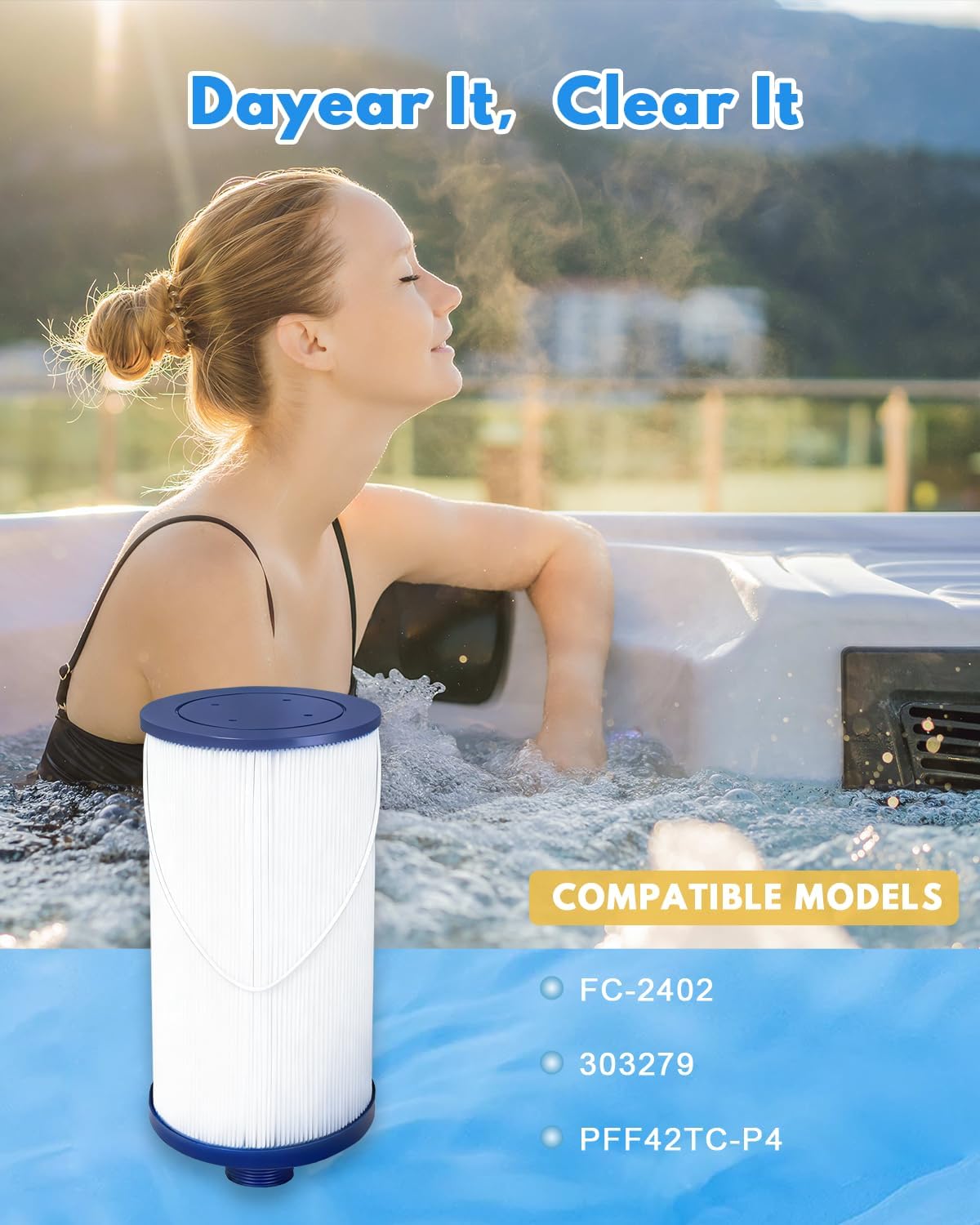 SPA Filter Replacement 42 Sq.ft (2 Pack) Hot Tub Filter Cartridge for FC-2402 303279 5CH-37 PFF42TC-P4 SD-01322 78460 - Image 8