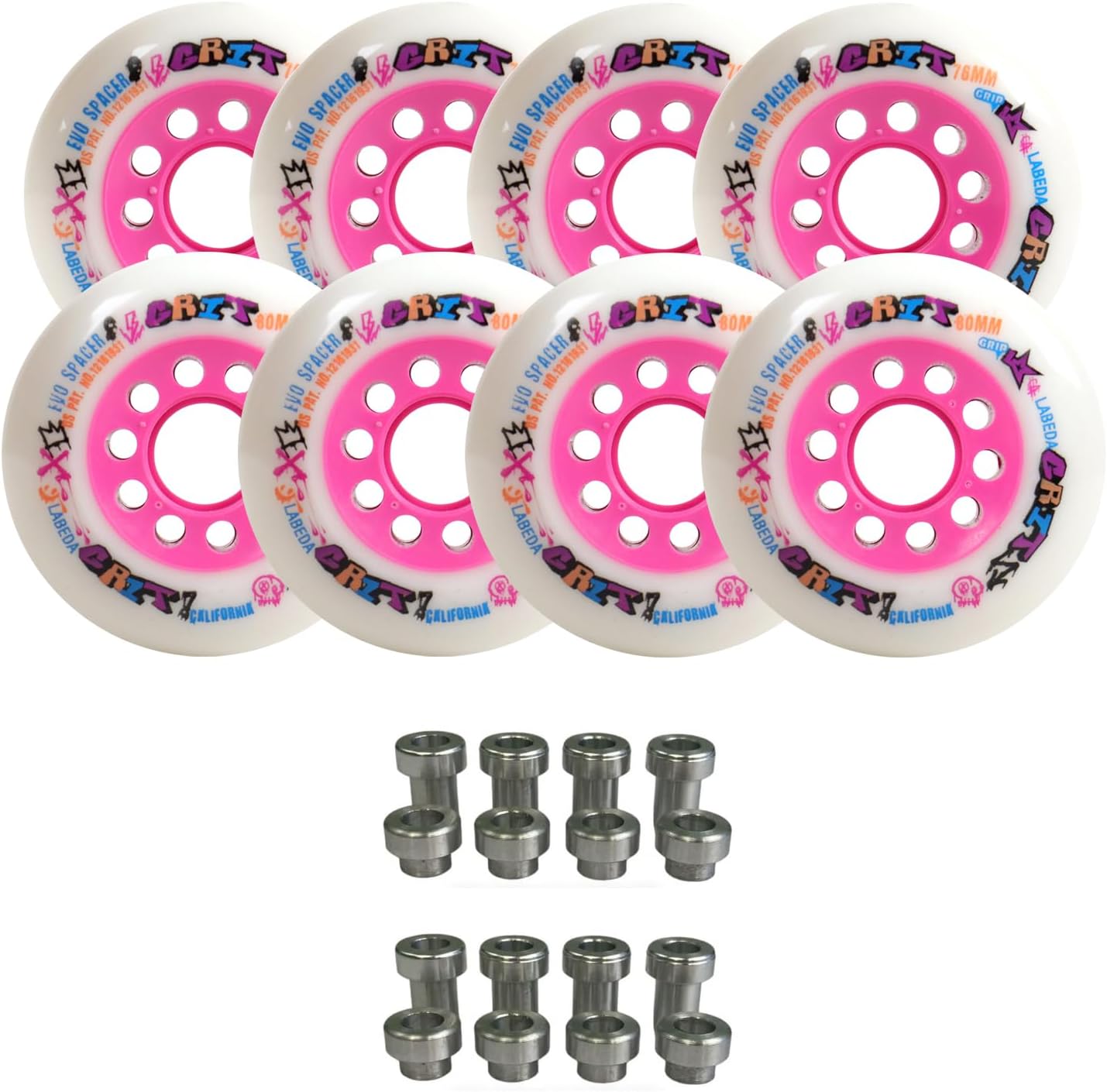 Labeda Grit Evo Outdoor Roller Hockey Wheels - 8-Pack with Evo Spacers - Choose Size