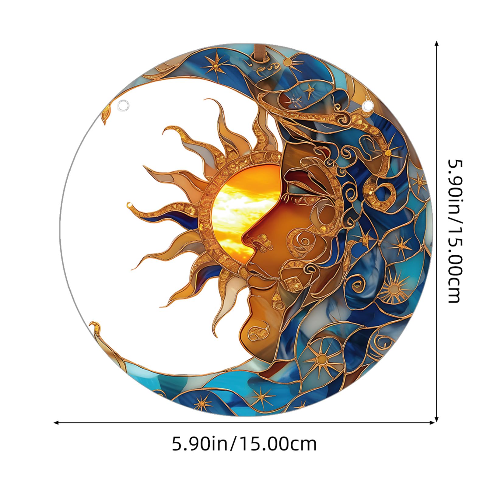Yzikema Sun and Moon Stained Acrylic Window Hanging,Sun Catcher Window Decor,Outdoor Garden Decor Gift for Women Christmas Thanksgiving Gift