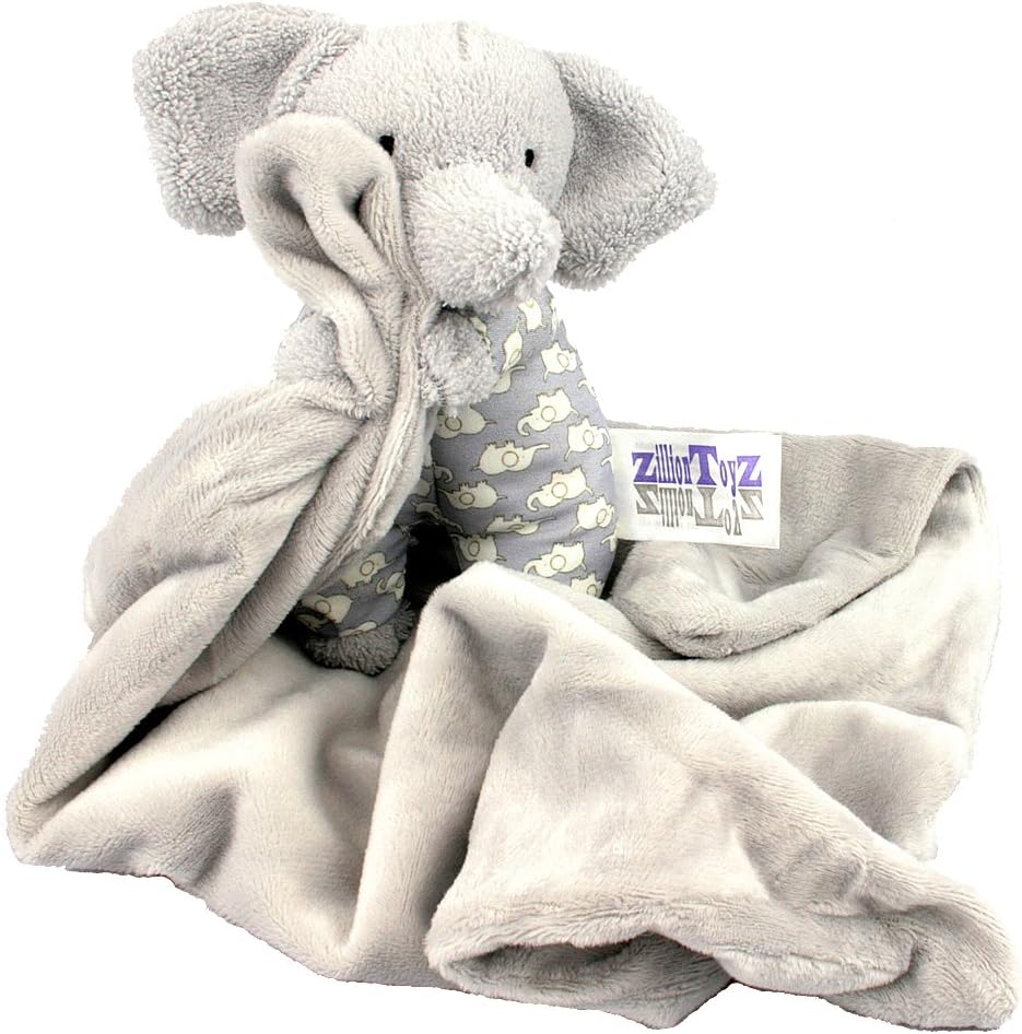 Zillion Toyz Infant Baby Soother Security Lovey Super Soft Blanket Plush Lovie Elephant Unisex Newborn