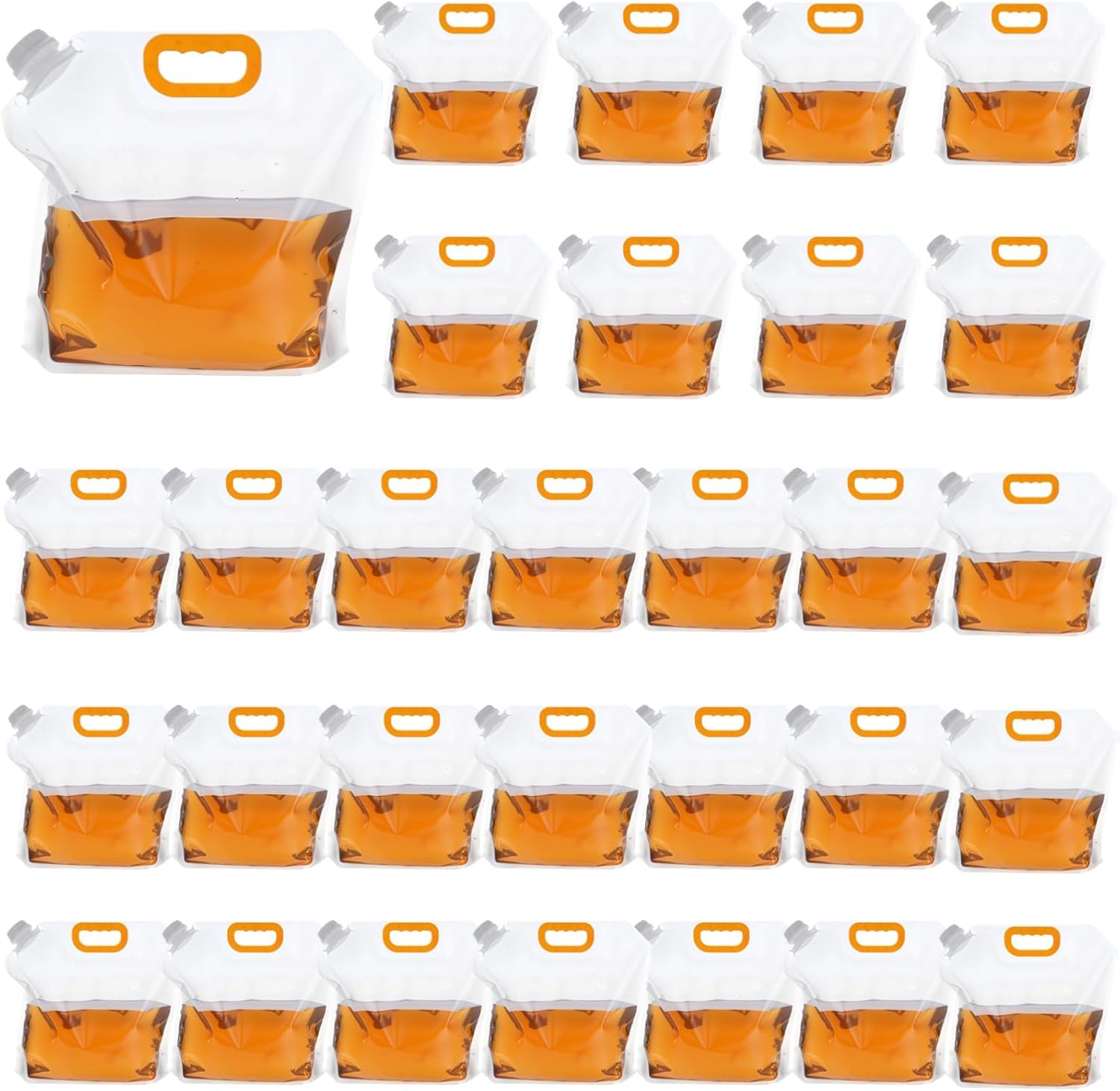 36 Pcs 5 L / 1.32 Gallon Collapsible Water Storage Bag, Clear Plastic Containers with Handle & Large Opening, Foldable & Reusable Emergency Water Container for Outdoor Camping, Hiking, Backpacking