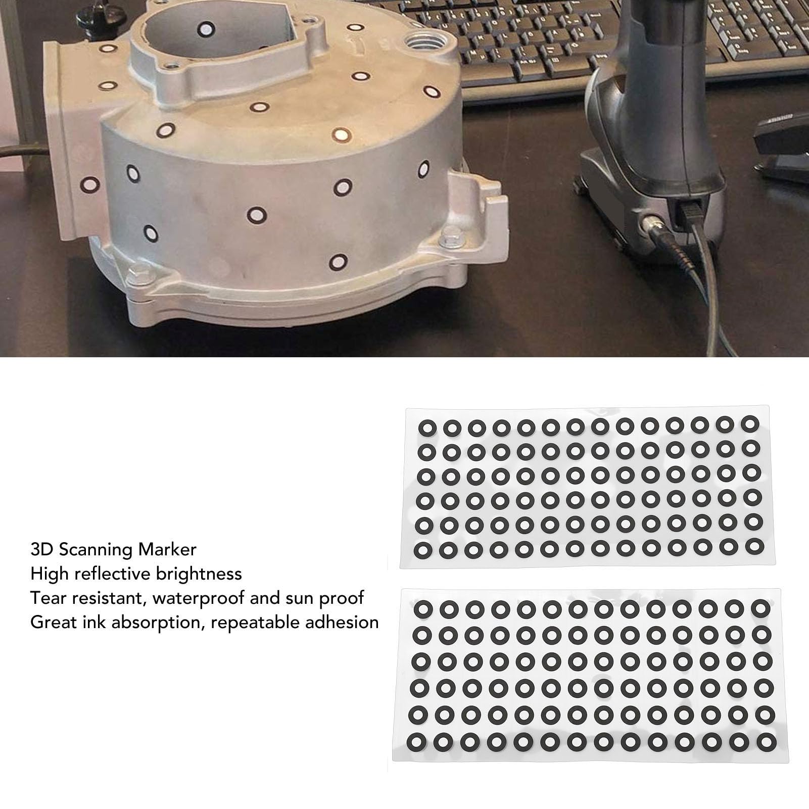 3D-Scanmarkierungen, 1680 Stück Hochreflektierende Tracking-Punkte, Innendurchmesser 3 Mm, Außendurchmesser 6 Mm, Markierungspunkte für 3D-Scanner, Ideal für Motion Reverse Engineering und