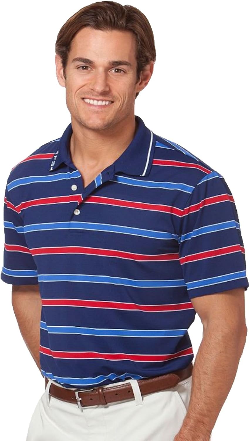 Chaps by Ralph Lauren Men's Golf Stripe Polo Shirt (XLarge, Deep