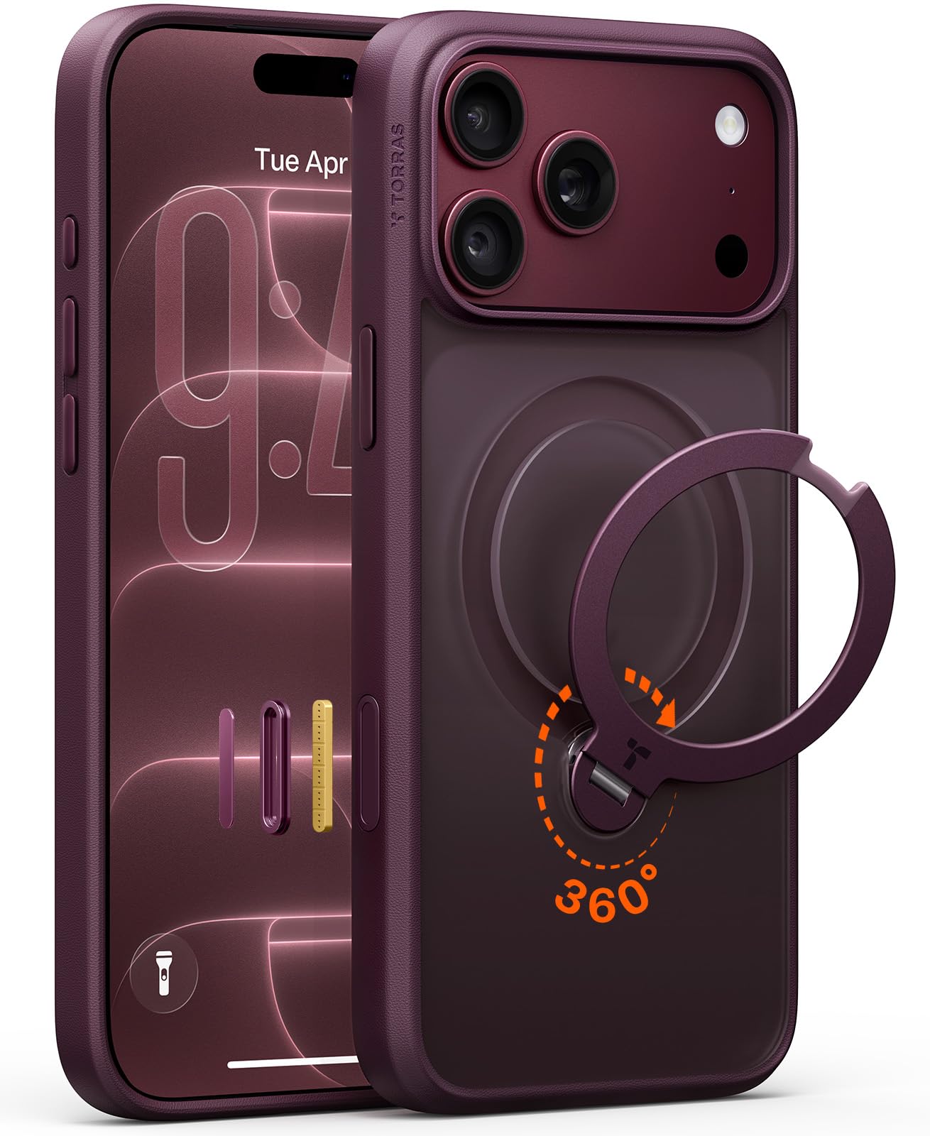 Q3 Spin for iPhone 18 Pro Max Case with 360 Magnetic Stand, Purple
