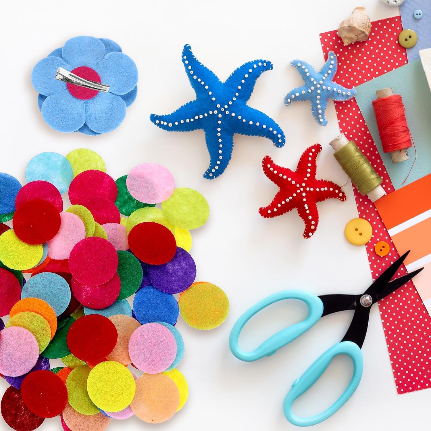Colorful Felt Circles, 500 Pack 1 Inch Round Self-Adhesive, Felt Pads, for Wedding Decorations, Party Supplies, Scrapbooking, Home Crafts, DIY Projects, Kids Art Activities, School