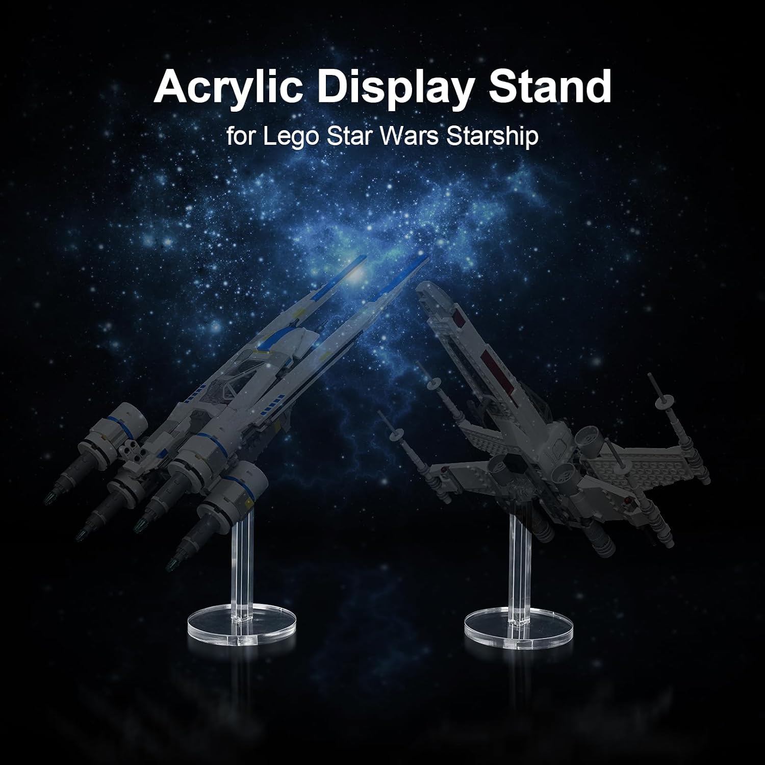 Acrylic Display Stand for Lego 75399 Rebel U-Wing Starfighter Building Set, Transparent Rotating Acrylic Riser Compatible with TIE Bomber 75347, TIE Fighter & X-Wing 75393