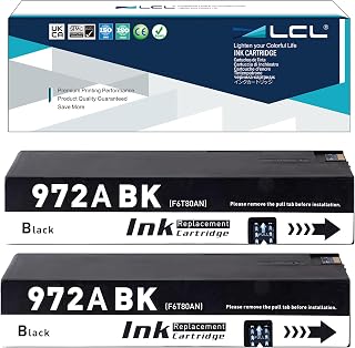 Updated chip LCL Compatible for HP 972A F6T80AN (2-Pack Black) Pigment Ink Cartridge for HP PageWide 352dw 377dw PageWide Pro 452dw 452dn 477dw 477dn 552dw 577dw z,PageWide Managed P55250dw P57750dw