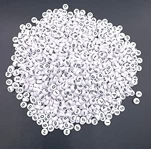 Perles acryliques avec lettres numériques mixtes, 200 pièces