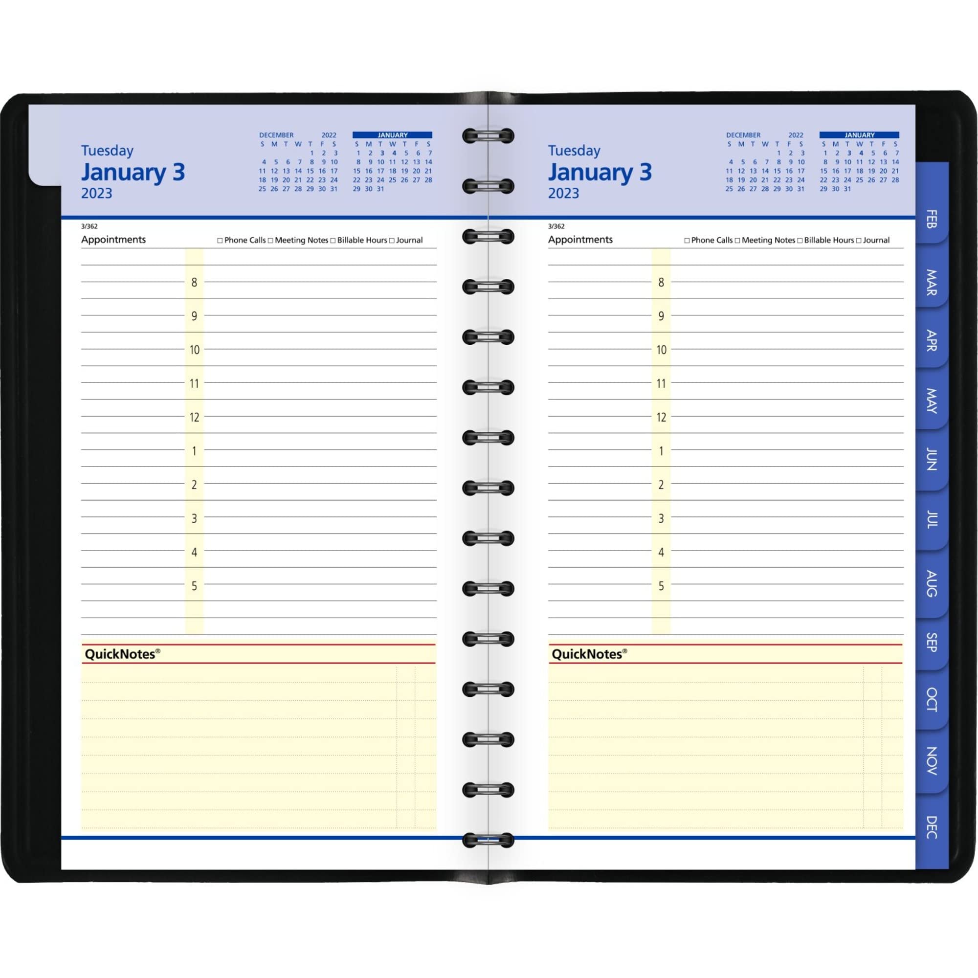 Agenda Semainier Rido/idé Modèle Perfect/Technique I 2023 - 10x14 Cm - Couverture Skivertex Bleu Foncé