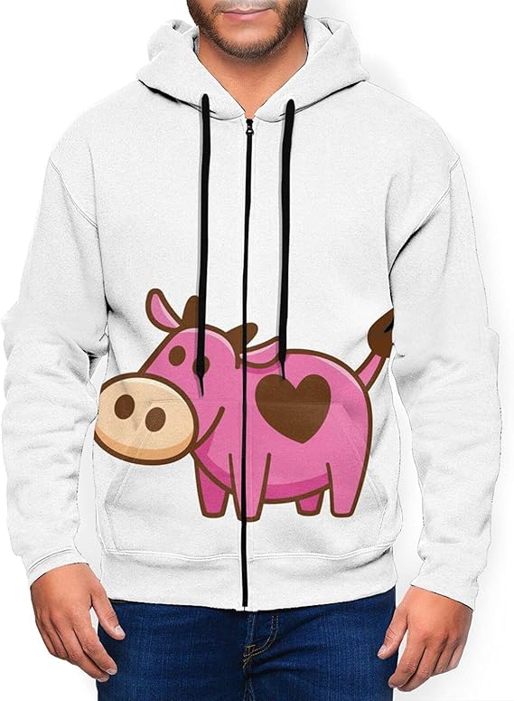 Amazon Co Jp アウター スウェット パーカー 牛 ピンク ハート キャラクター 可愛い メンズ 長袖 フード付き 春秋 ジッパー チャック ジップフードジャケット 秋服 カジュアル スポーツ おしゃれ 男女兼用 ヒッブホッブ S 3xlサイズ Choujj ファッション