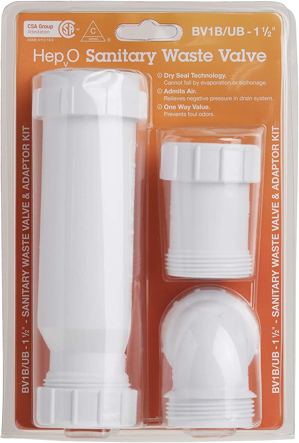 Wavin BV1B/UB HepvO Sanitary Waste Valve — 1-1/2