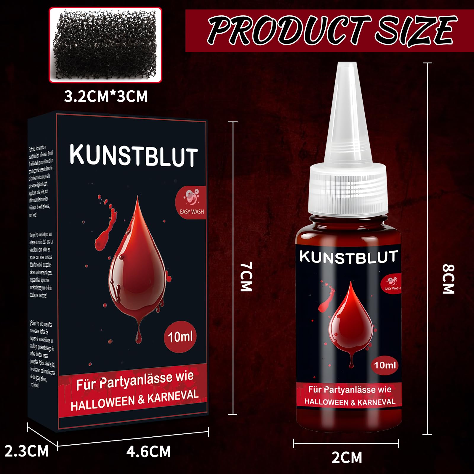 Sangre Falsa Halloween – Pack De 2x30 Ml, Efecto Realista, Lavable Con Agua, Segura Para La Piel, Ideal Para Zombis Y Vampiros