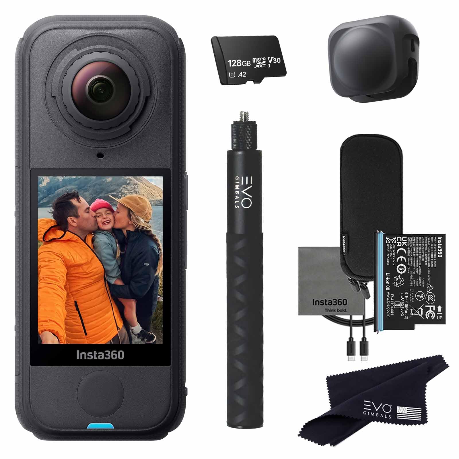 Insta360 X4 Air Basic Bundle | Lightest 8K 360 Action Camera for Epic Adventures | for Travel, Sports, Family Moments, Vlogging | Bundle Includes Invisible Selfie Stick, Lens Cap(128GB)