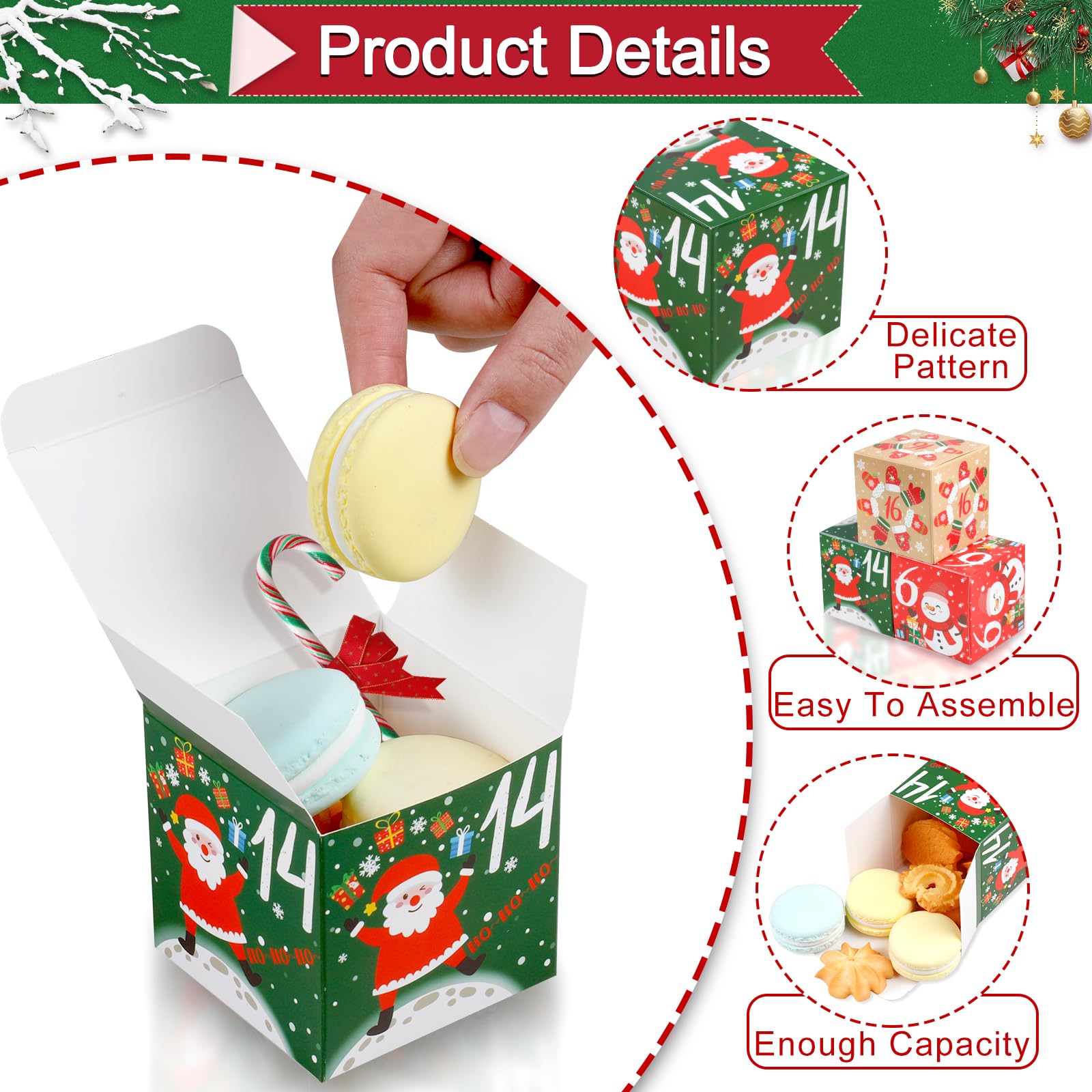 ONESING 24 Stück DIY Weihnachten Adventskalender Boxen für 2025, 24 Tage Countdown Kalender Geschenk für Erwachsene und Kinder Weihnachten Karton Zahlen Boxen Machen & Befüllen Sie Ihre eigenen