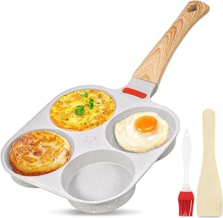 Poêle à Pancakes, Poele a Oeufs Antiadhésive de 4 Trous, Multifonctionnel Poêle Pancake pour Omelette, Pancakes, Hamburger, Petit-déjeuner Oeuf Au Plat, pour Cuisinière à Gaz et à Induction