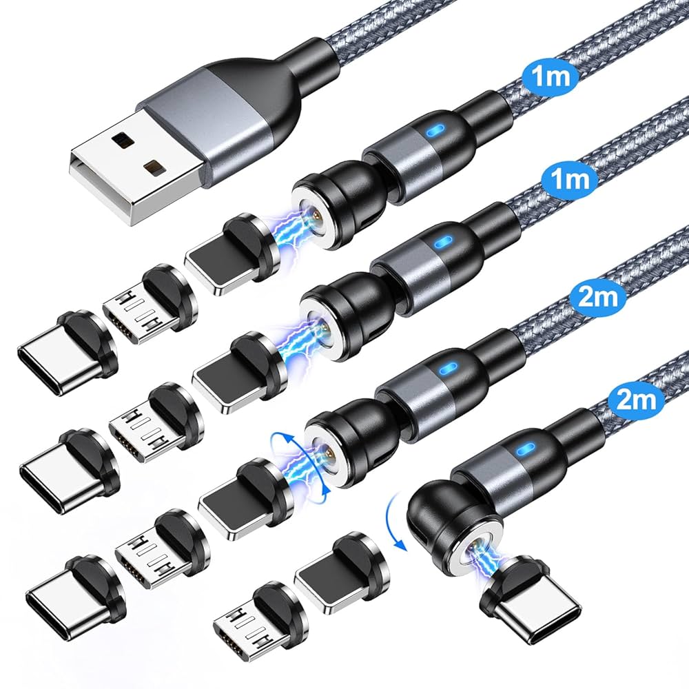 Amazon.co.jp: マグネット 充電ケーブル【1m/1m/2m/2m・4本入り