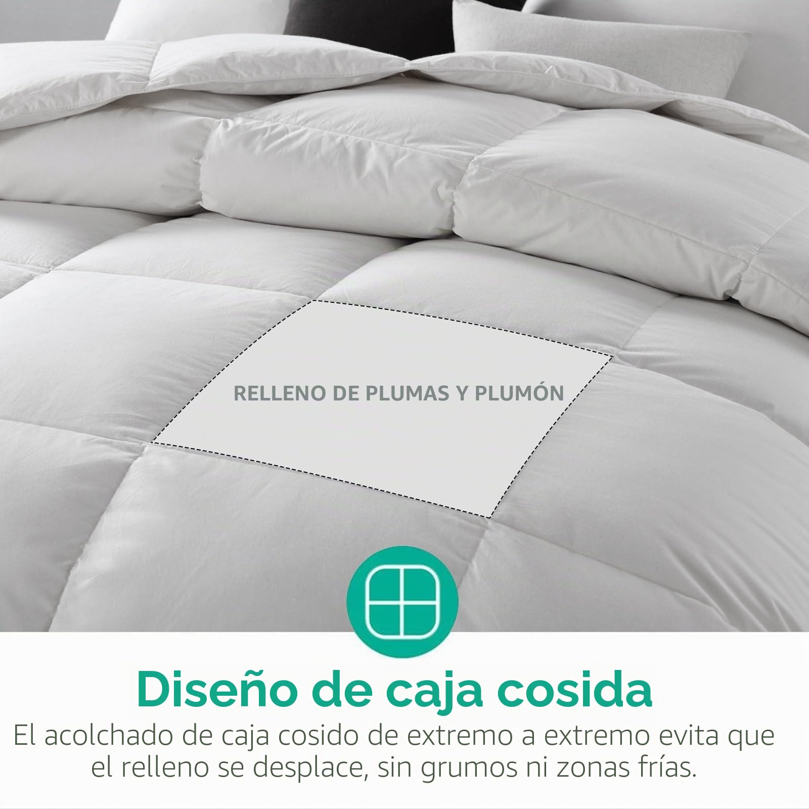 APSMILE Edredón Relleno Nórdico de Pluma y Plumón Cama 180-240 x 260cm Tejido de 100% Algodón para Toda Estación Densidad 320 gr/㎡