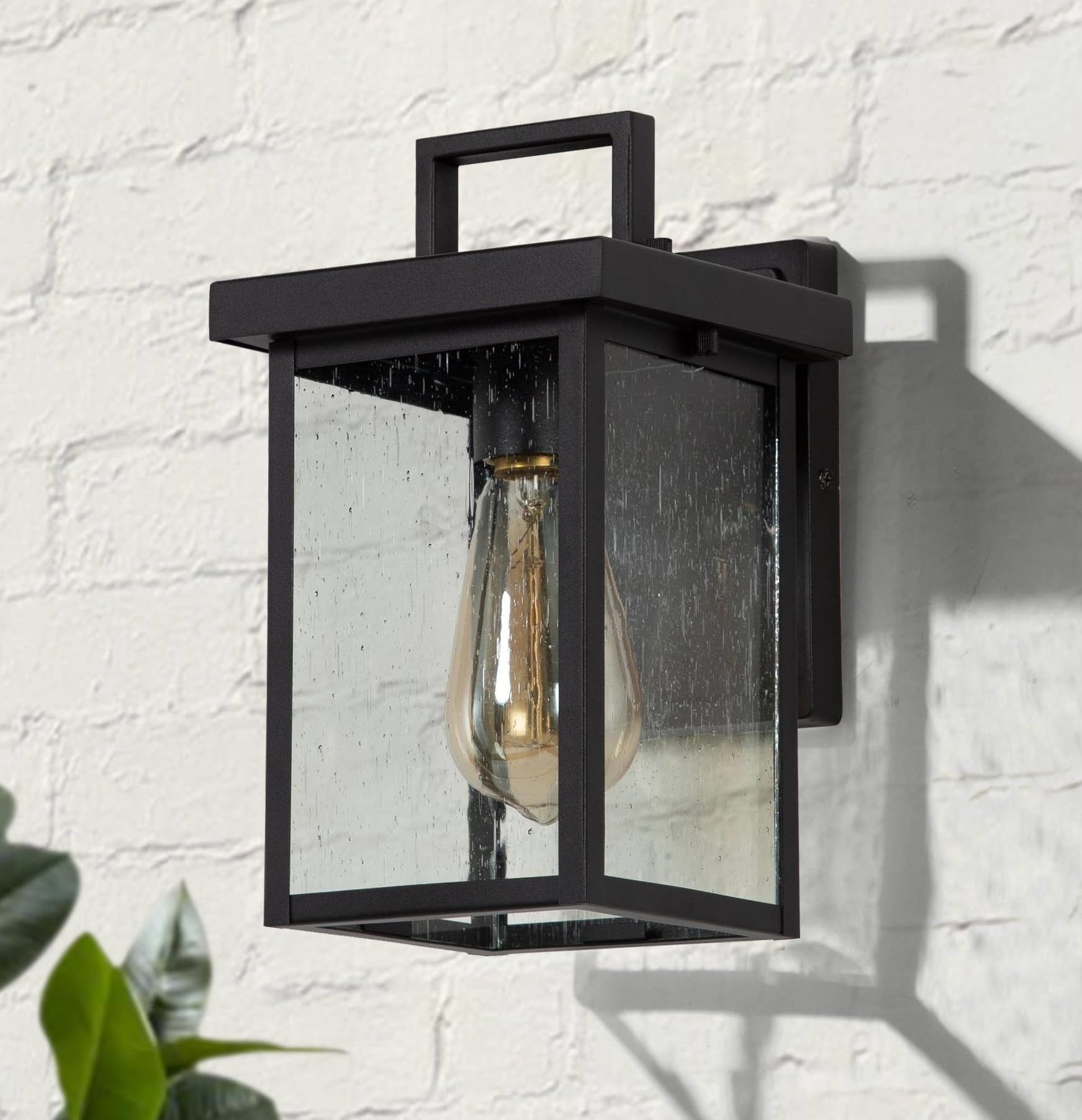 Durent Lighting Black Outdoor Wall Lights, Exterior Wall Sconces Light Fixture with Seeded Glass, Waterproof & Anti-Rust Lanterns for Front Door, Entry, Porch, Patio, and Gazebo