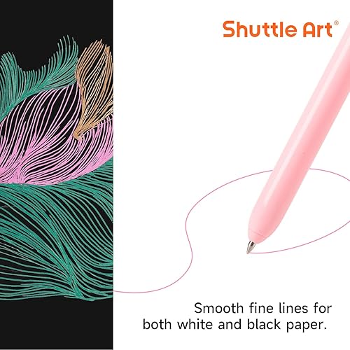 Miniatura 4 de Shuttle Art Bolígrafos de gel retráctiles de colores, 10 colores de tinta pastel, bonitos bolígrafos de 0.028 in de punta fina de secado rápido para