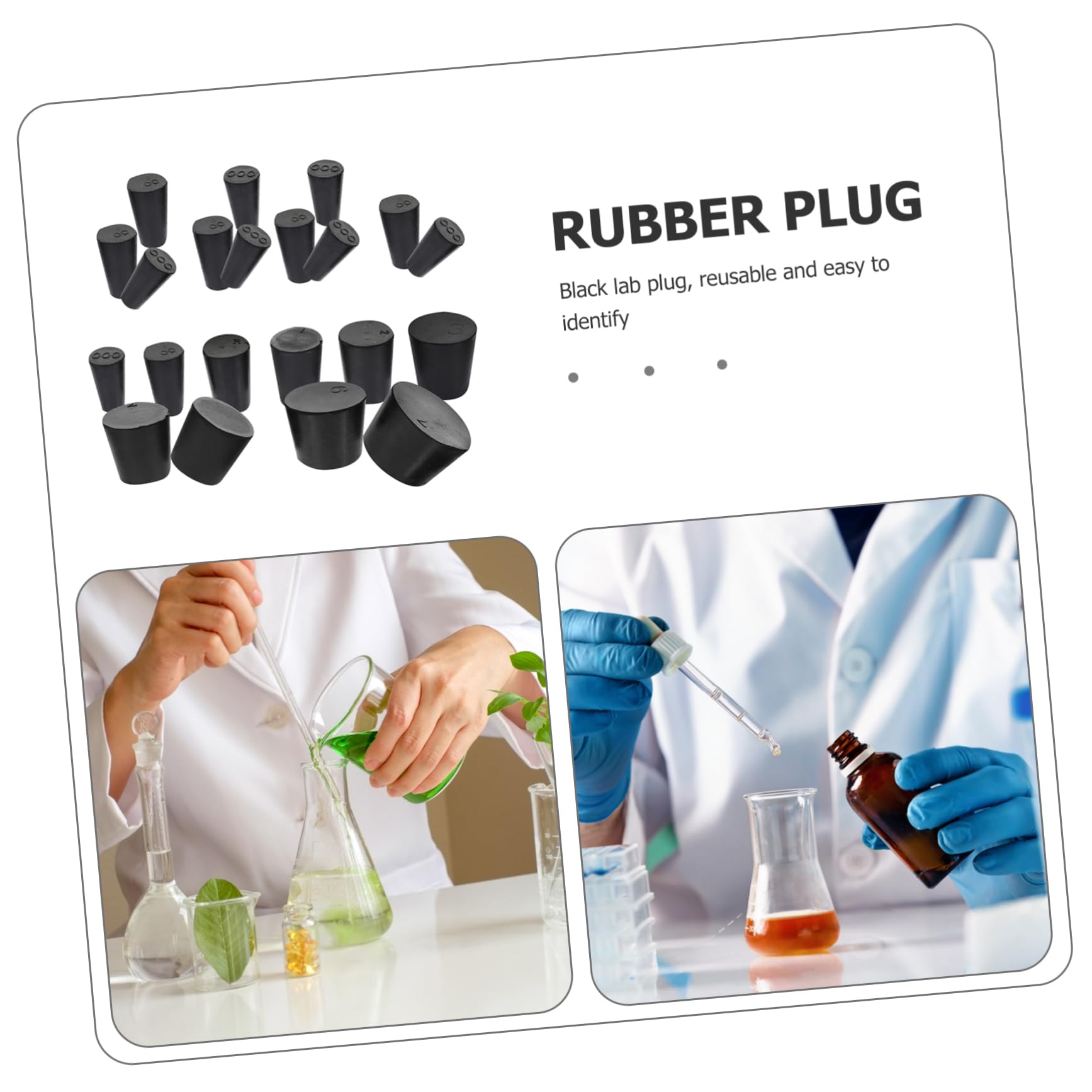 Gatuida 135 Piezas tapón de goma sólida tapones de caucho tapón de caucho enchufar tapones de goma para equipos de laboratorio tapón de tapón solo agujero Enchufes Componente