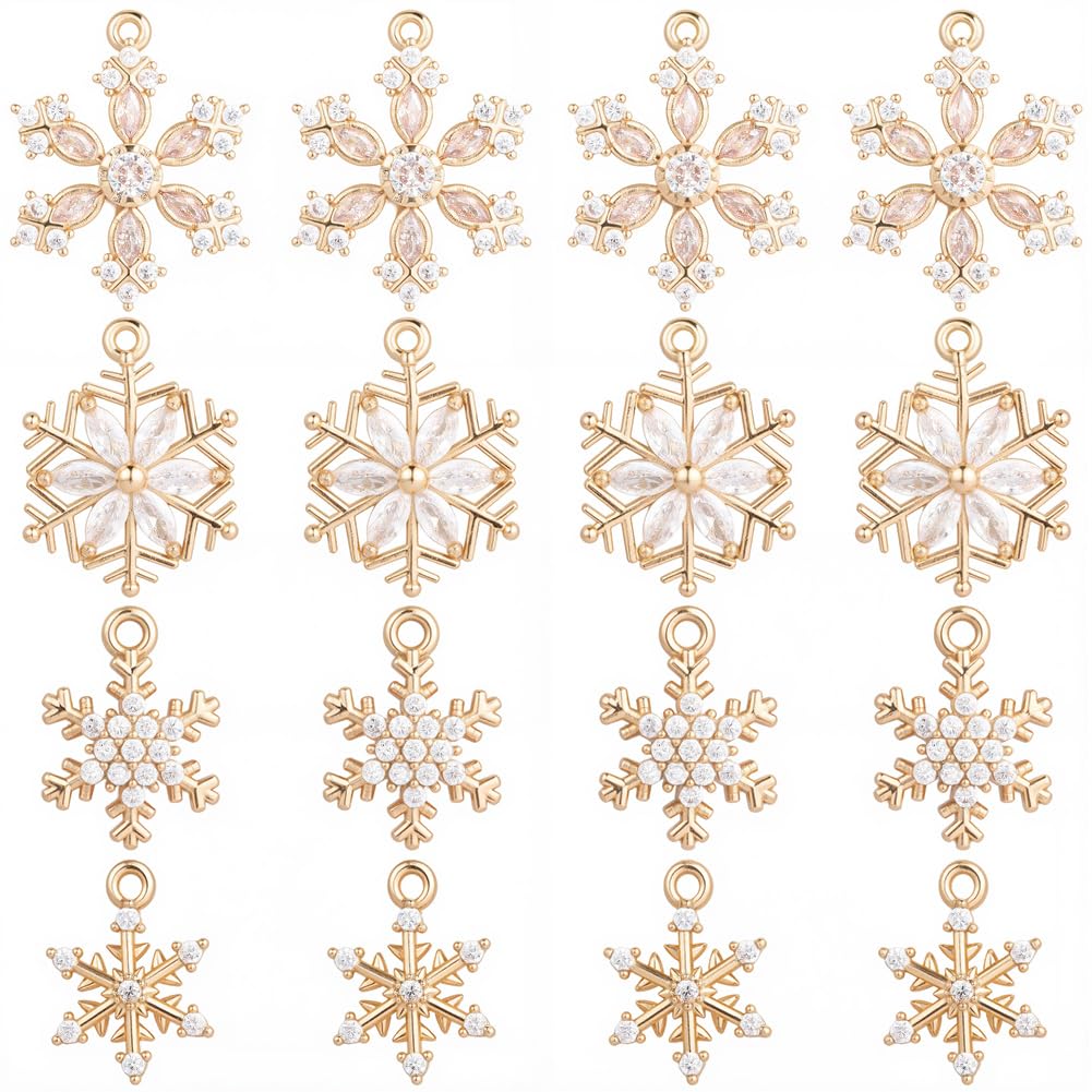 Breloques flocons de neige en laiton et strass zircon cubique en vrac pour DIY