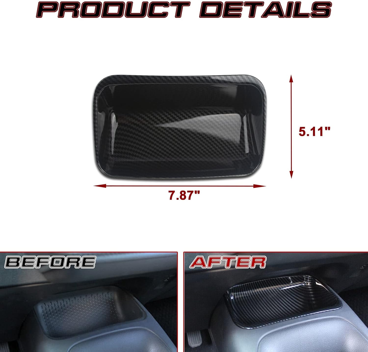 x xotic tech Carbon Fiber Texture Center Storage Box Cover Trim Panel Frame Compatible with Toyota Corolla 2020 2021 2022 2023 2024 2025 2026