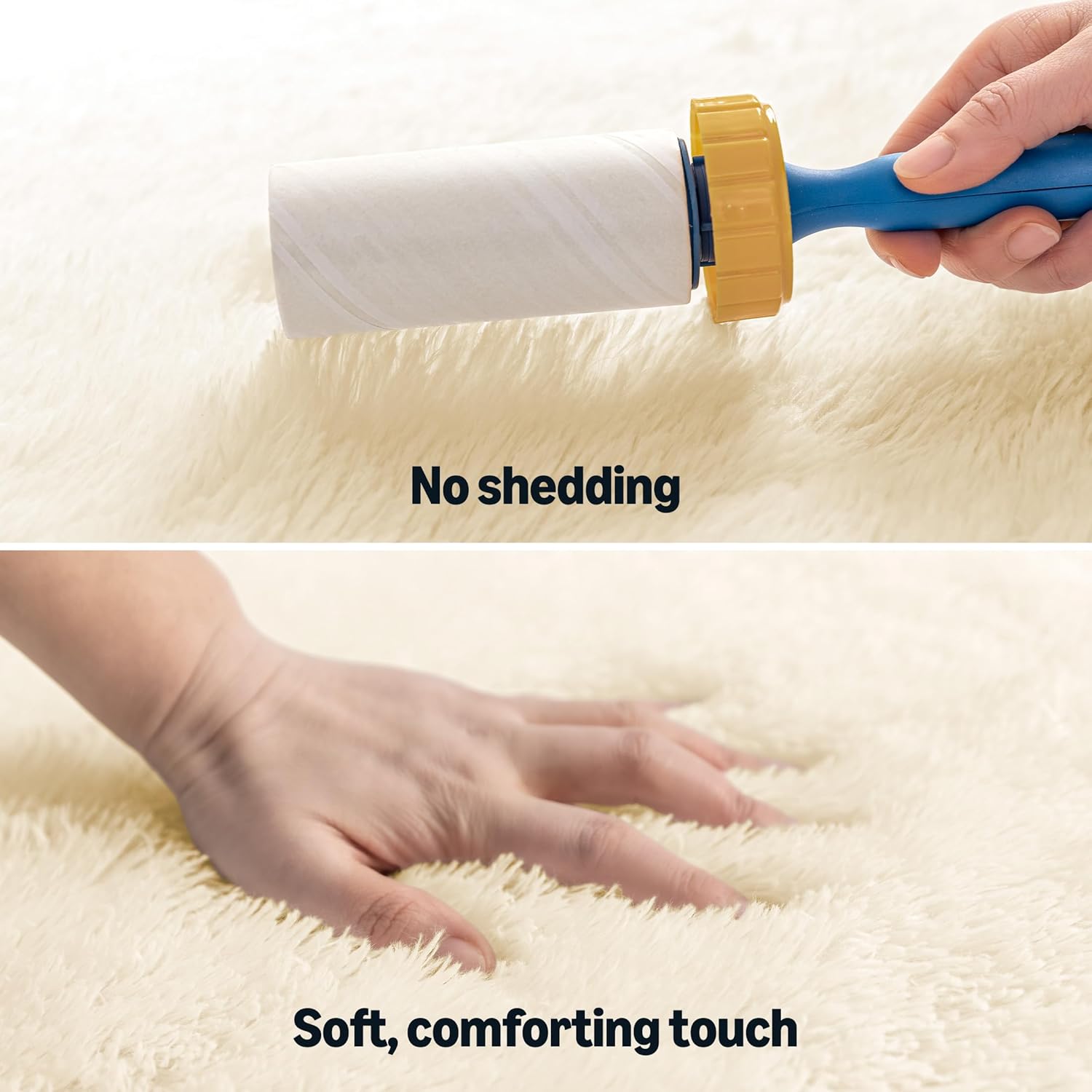 Amazon Basics Fluffy Washable Area Rug, Shaggy Carpet for Living Room, Bedroom, 5' W × 7' L, Beige
