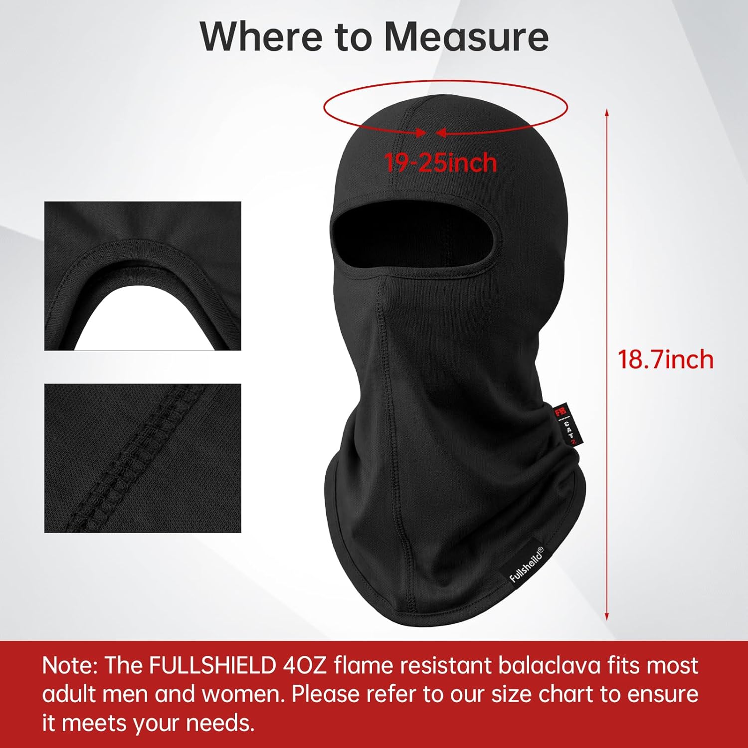 Fullsheild FR Balaclava Protective fr face mask for Men, Flame Resistant Covering Welding Hood Lightweight OneSize Black