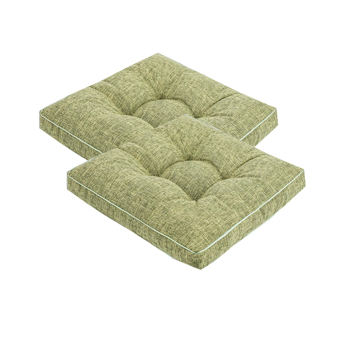 Lujosos cojines de suelo verdes para interiores y exteriores, meditación y yoga, juego de 2 almohadas cuadradas de algodón y lino (50 x 50 cm), cómodo asiento de apoyo