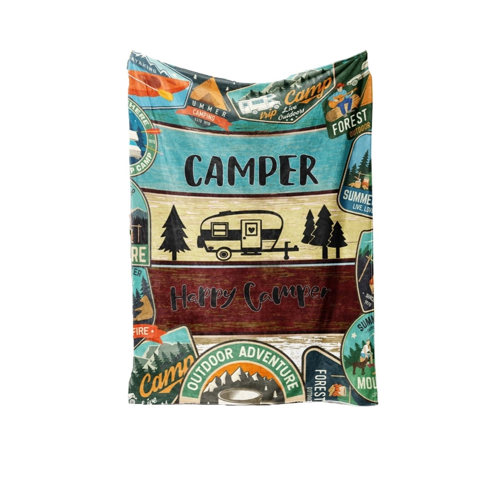 Couverture pour chaises de camping et lits motif camper et forêt